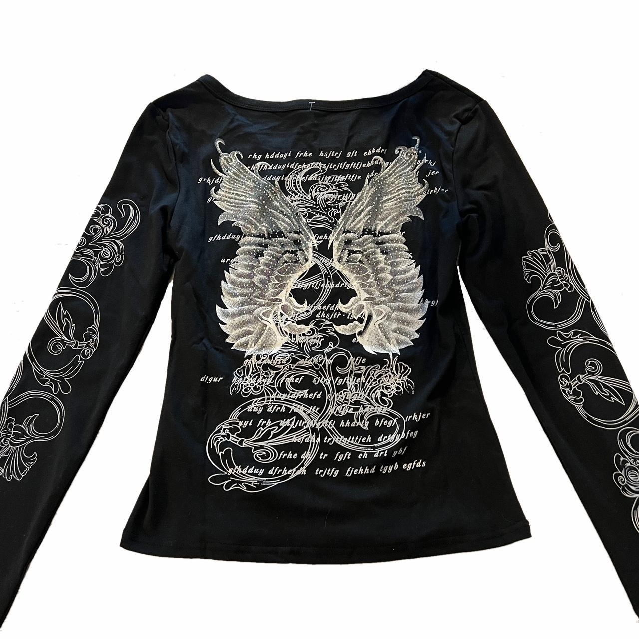 cyber y2k rhinestone wing long sleeve tee