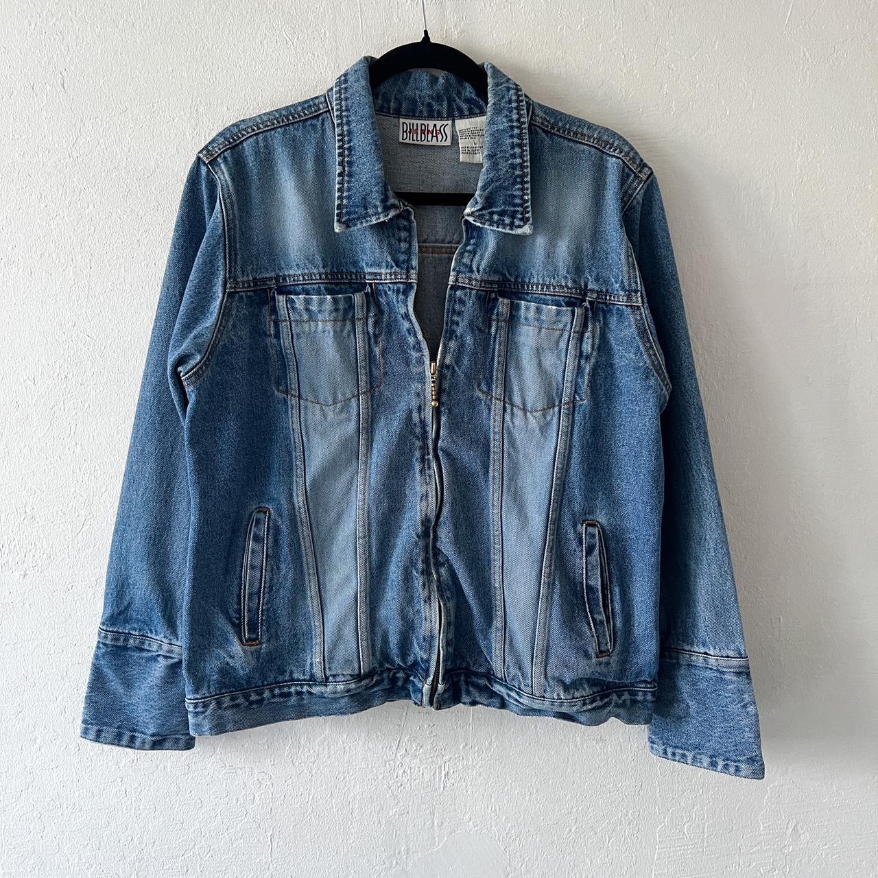 1990s Bill Blass Denim Jacket Vintage medium wash... - Depop