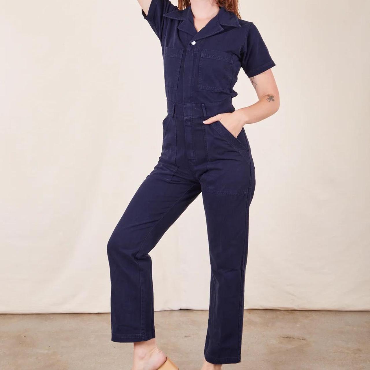 Big Bud Press Women's Navy and Blue Jumpsuit | Depop