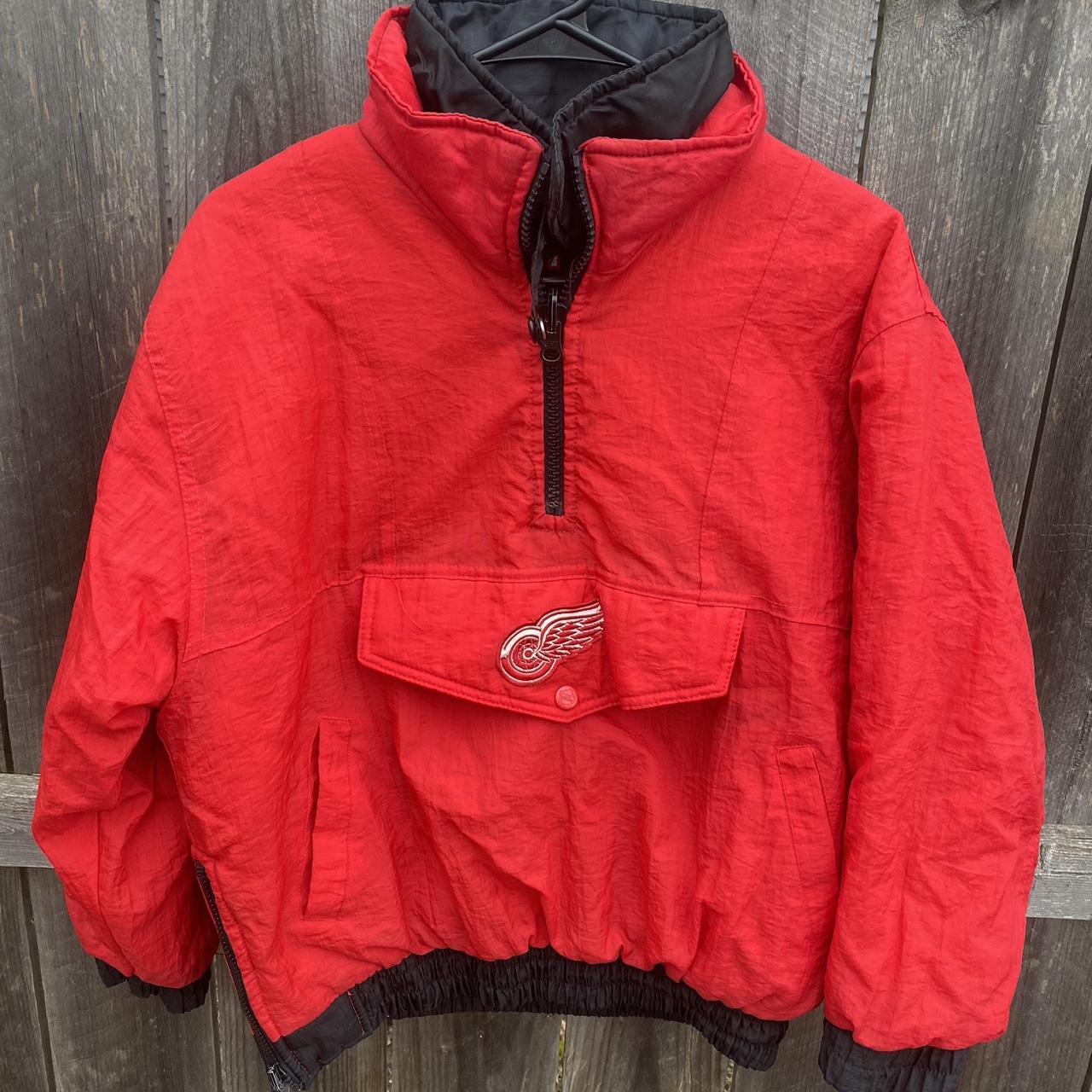 Vintage 90s Pro Player NHL Red Wings Jacket Halfzip... - Depop