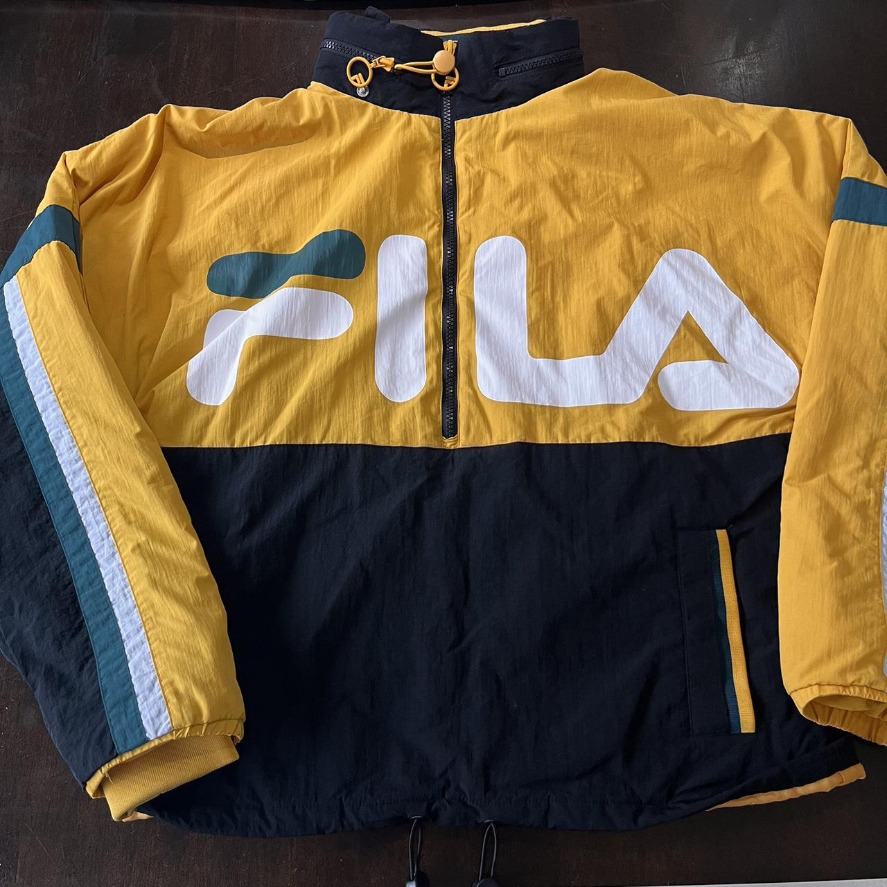 Fila Men's Yellow and Black Coat | Depop