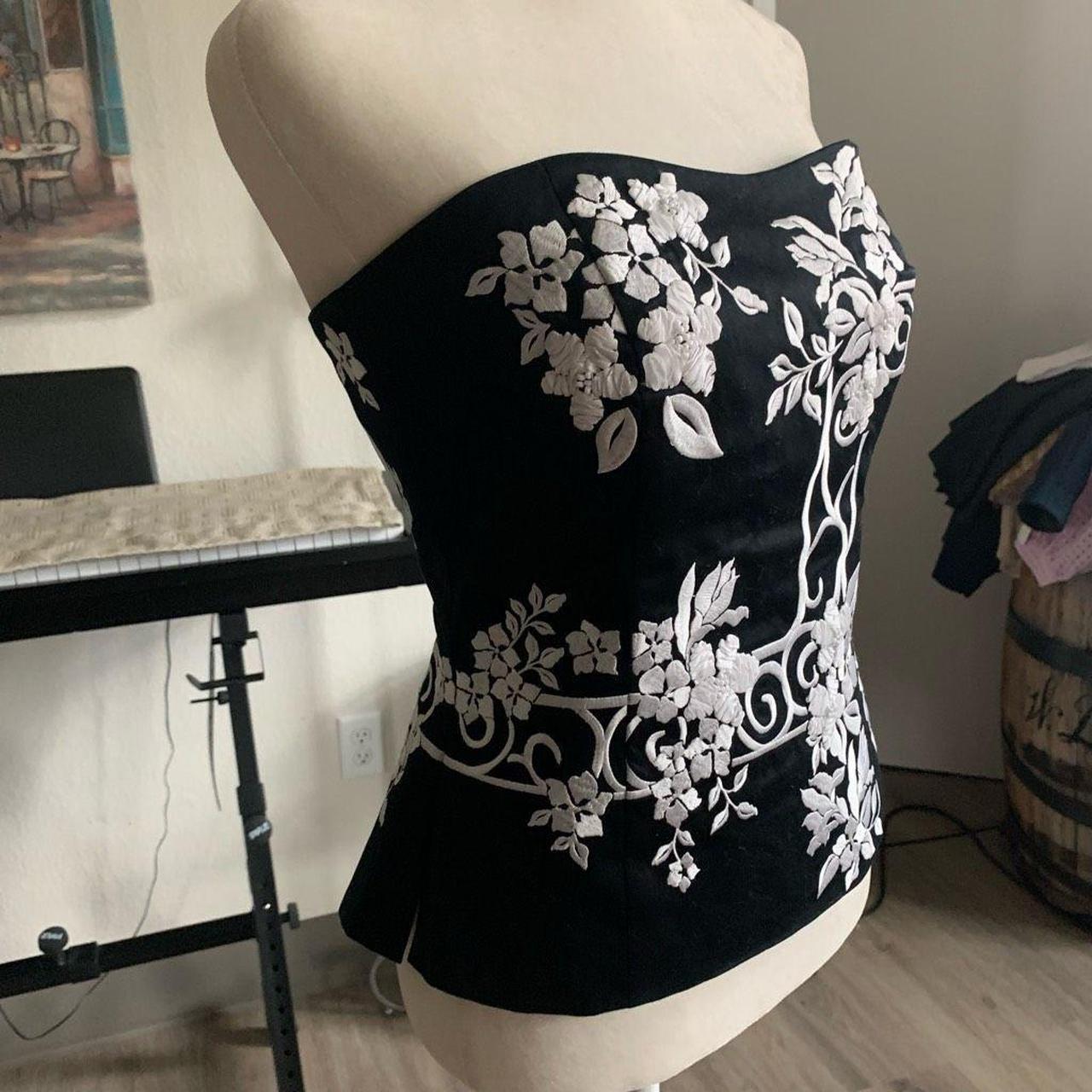 White House Black Market - Black Embroidered Corset Polyester