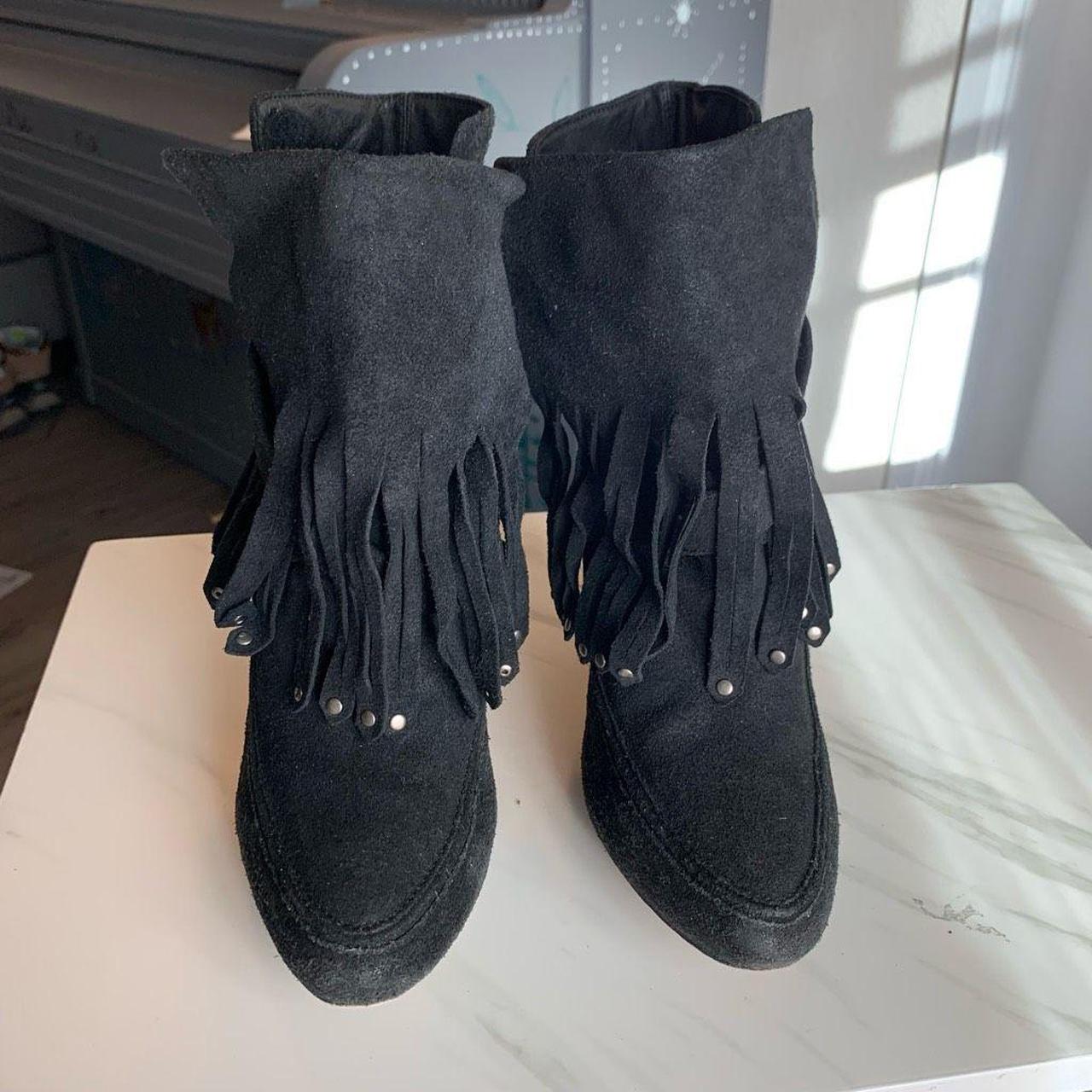 JOIE genuine suede leather fringe ankle boots