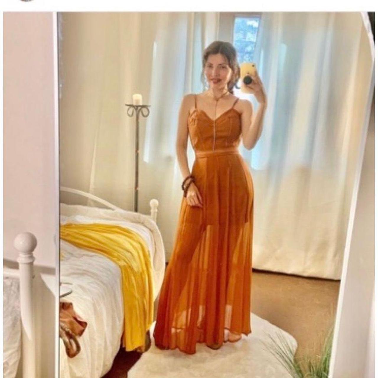 SHAKUHACHI 100% silk sheer maxi dress corset Depop