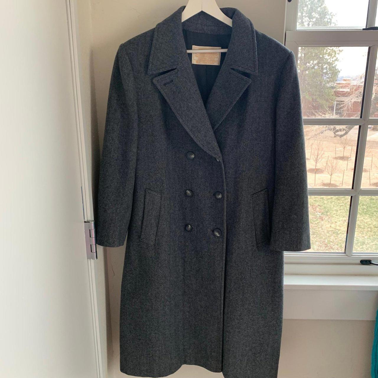 Pendleton Long 100% wool double breasted gray buying coat Size 8