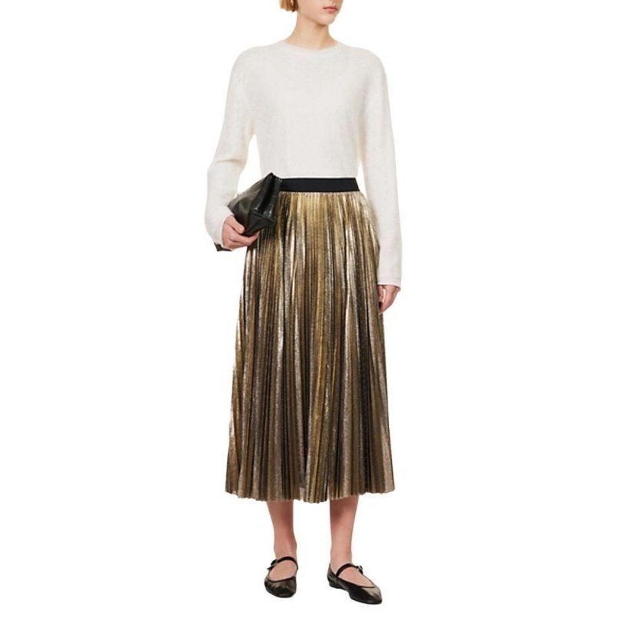 スカート MAX MARA Woman Skirt Gold 2511101018600 032 MAX MARA Weekend nurra pleaded midi skirt gold | Depop