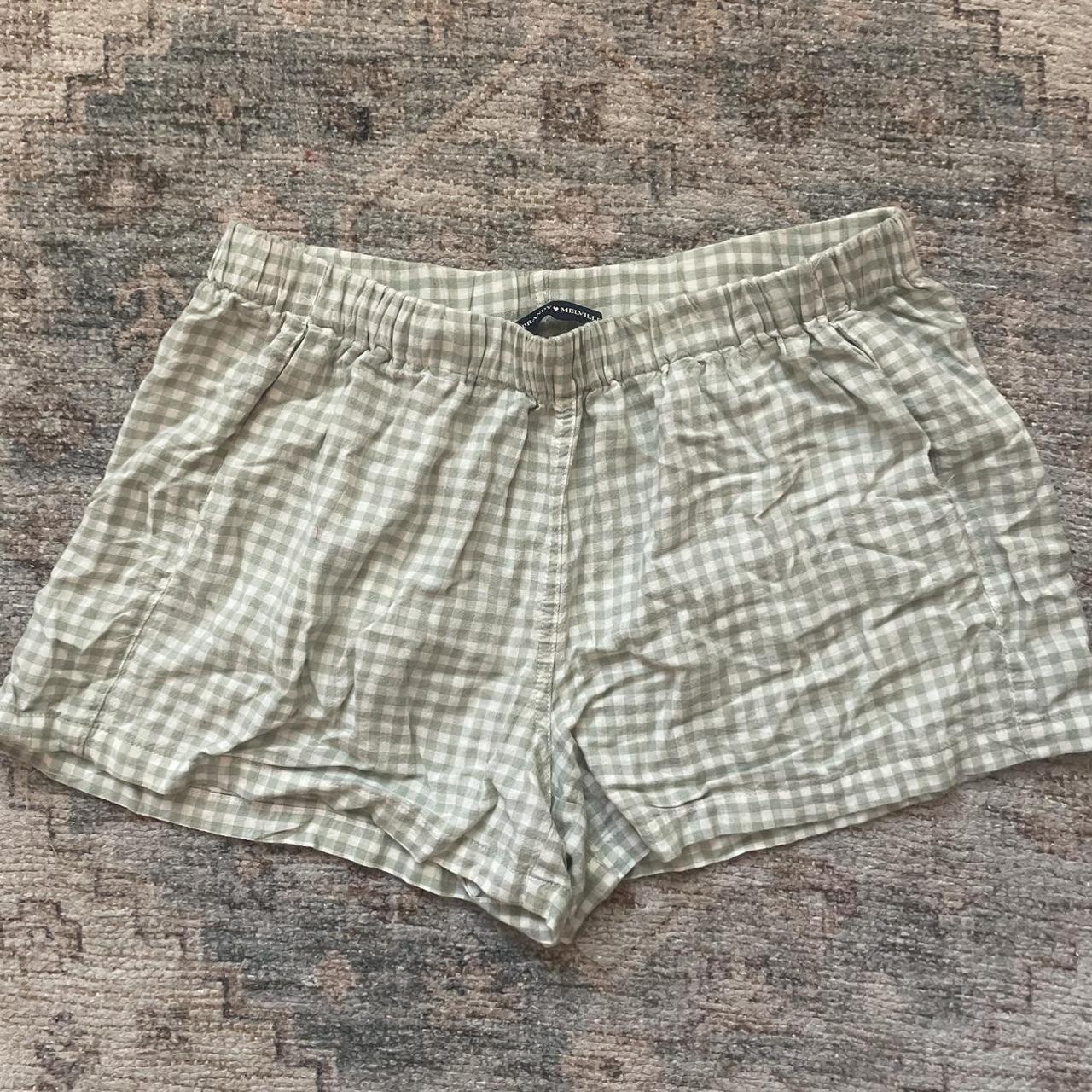 Brandy Melville green checkered shorts Size... Depop