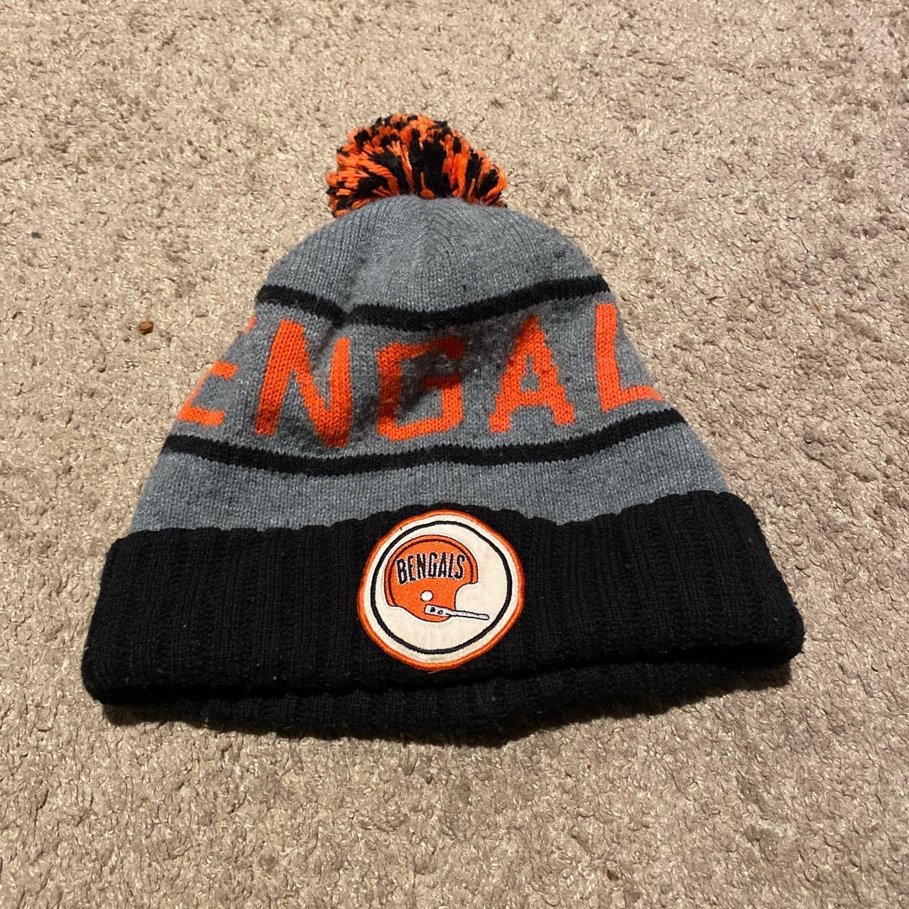 Men's Orange and Black Hat Depop
