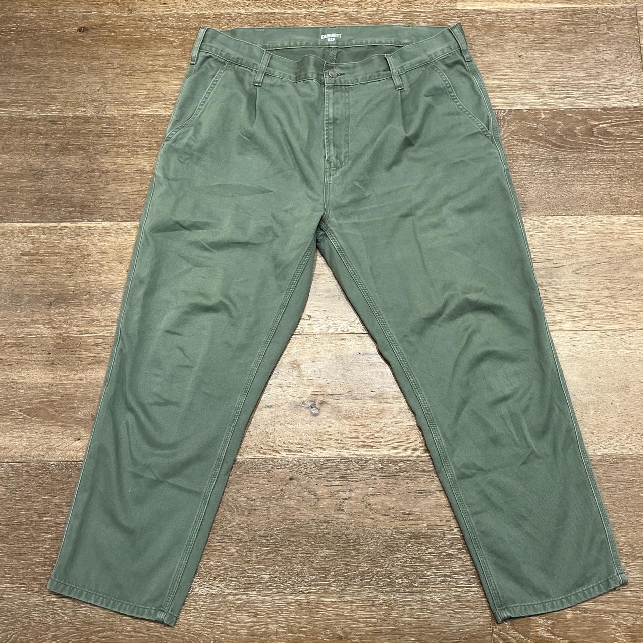 Carhartt WIP Men's Green and Khaki Trousers | Depop
