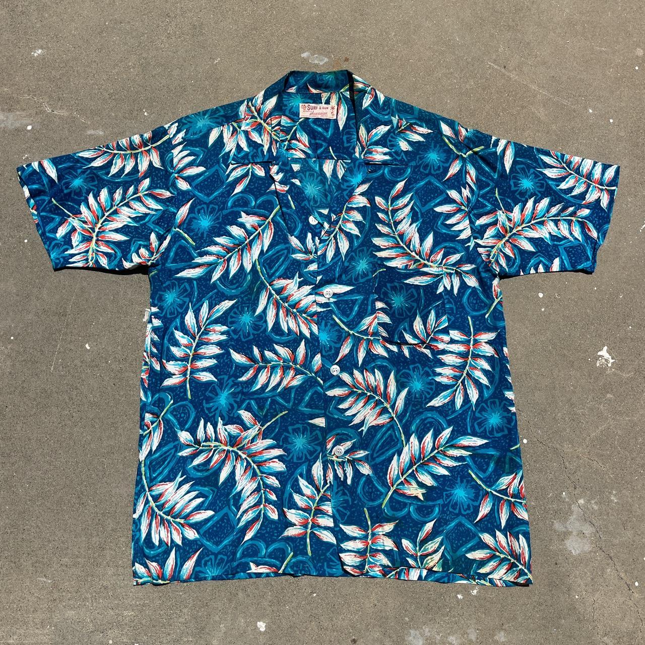 Funky Hawaiian Shirt Small Flower Green