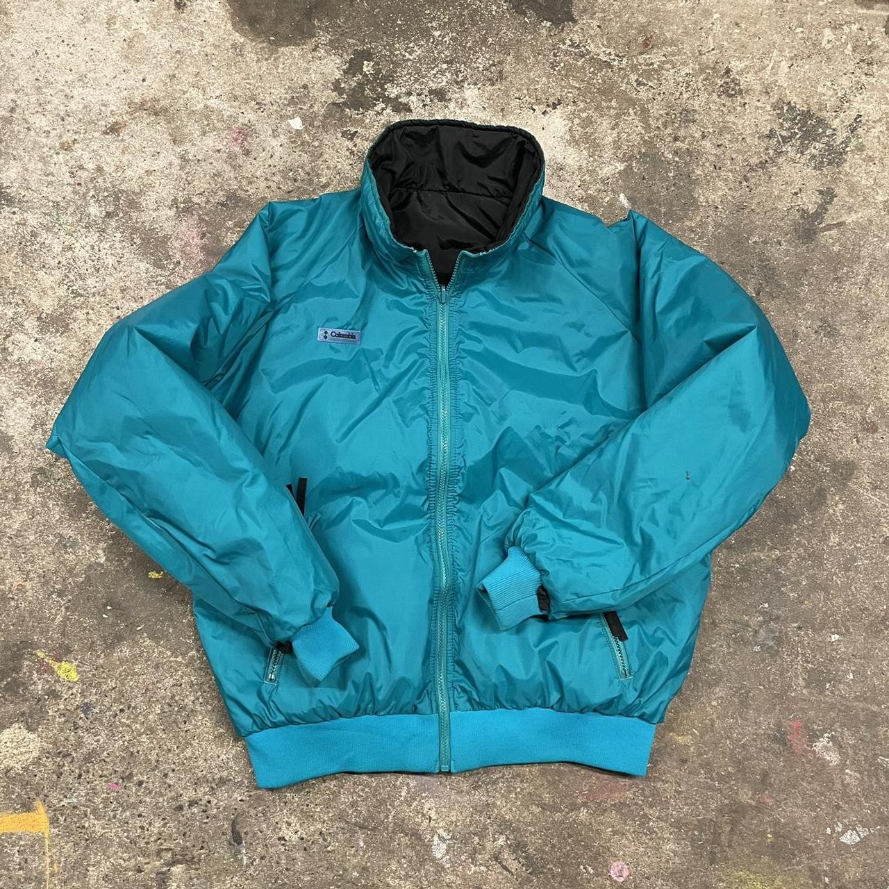 Vintage Columbia reversible bomber jacket. Black /... - Depop