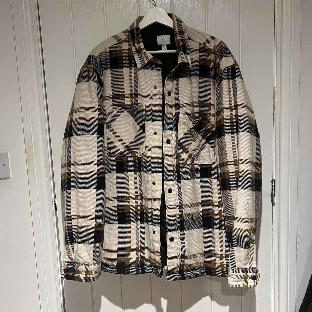 H&M Padded overshirt Flannel Size: Large Condition:... - Depop