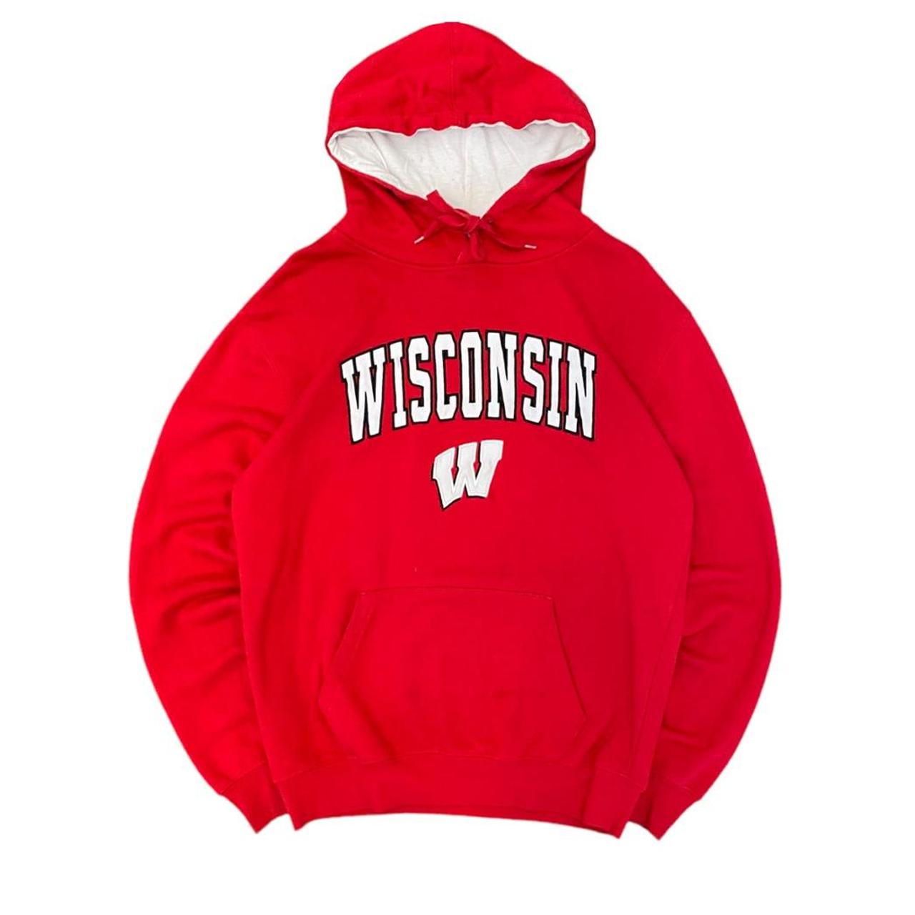 Vintage Y2K Wisconsin Badgers Spellout Hoodie Mens Depop