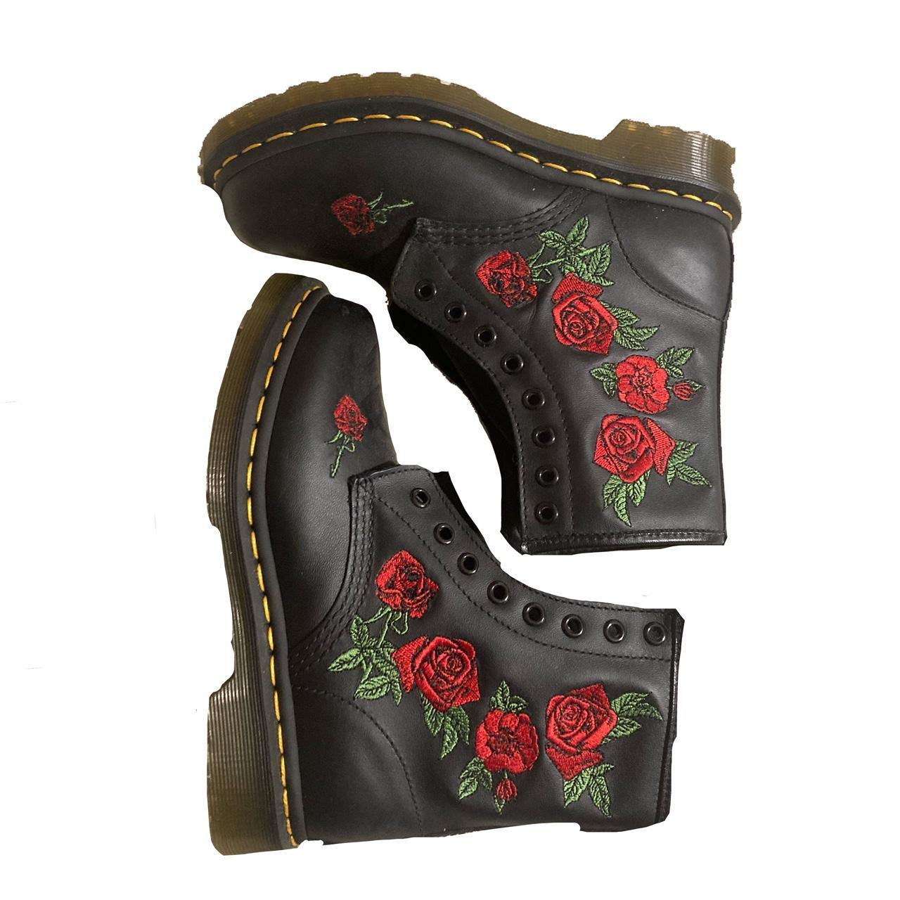 ROSE DOC MARTENS embroidered doc martens, never worn! Depop