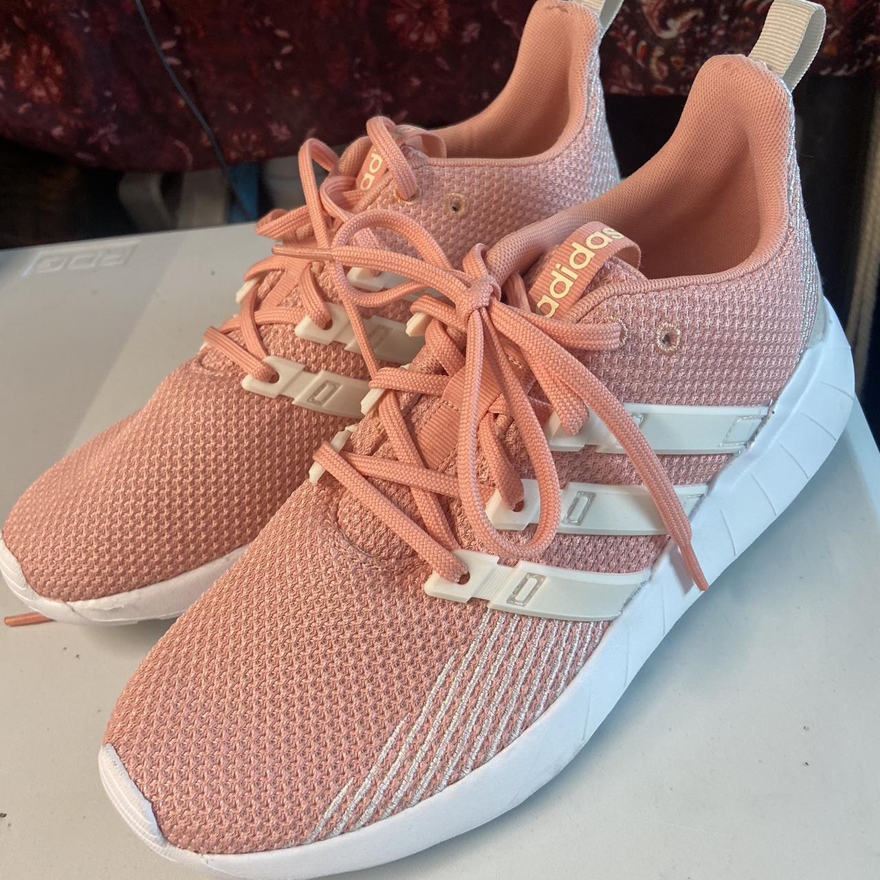 Adidas Women's Pink and White | Depop