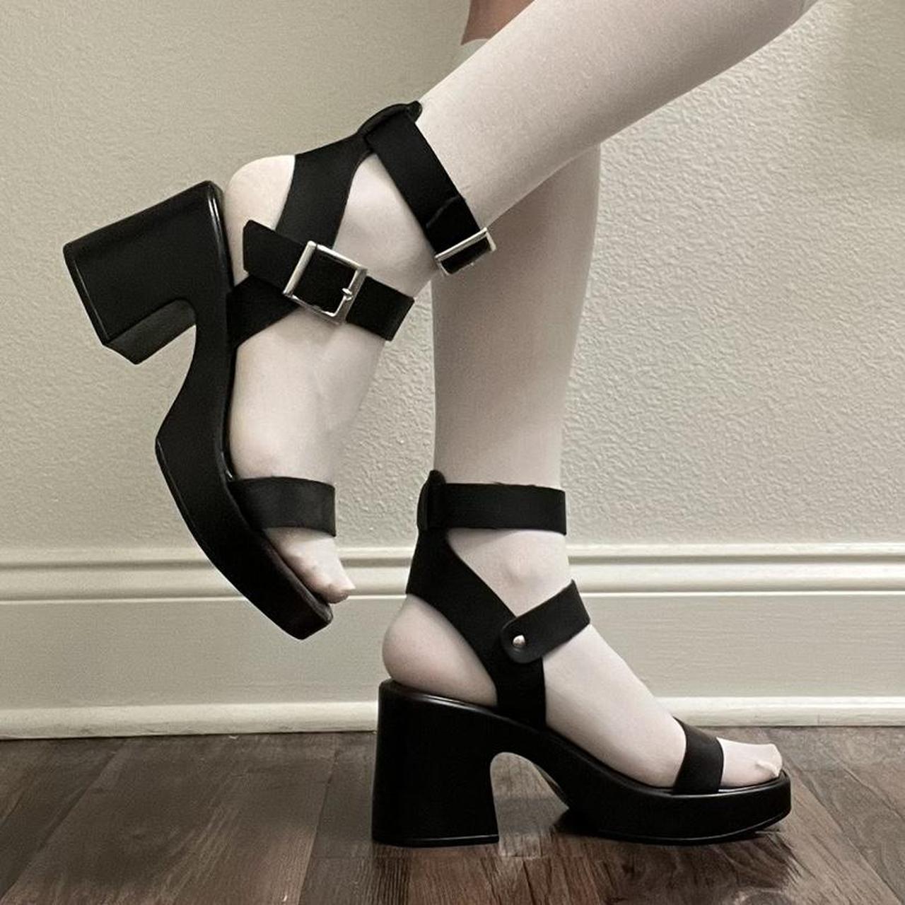 Black ASOS Design chunky heels with silver
