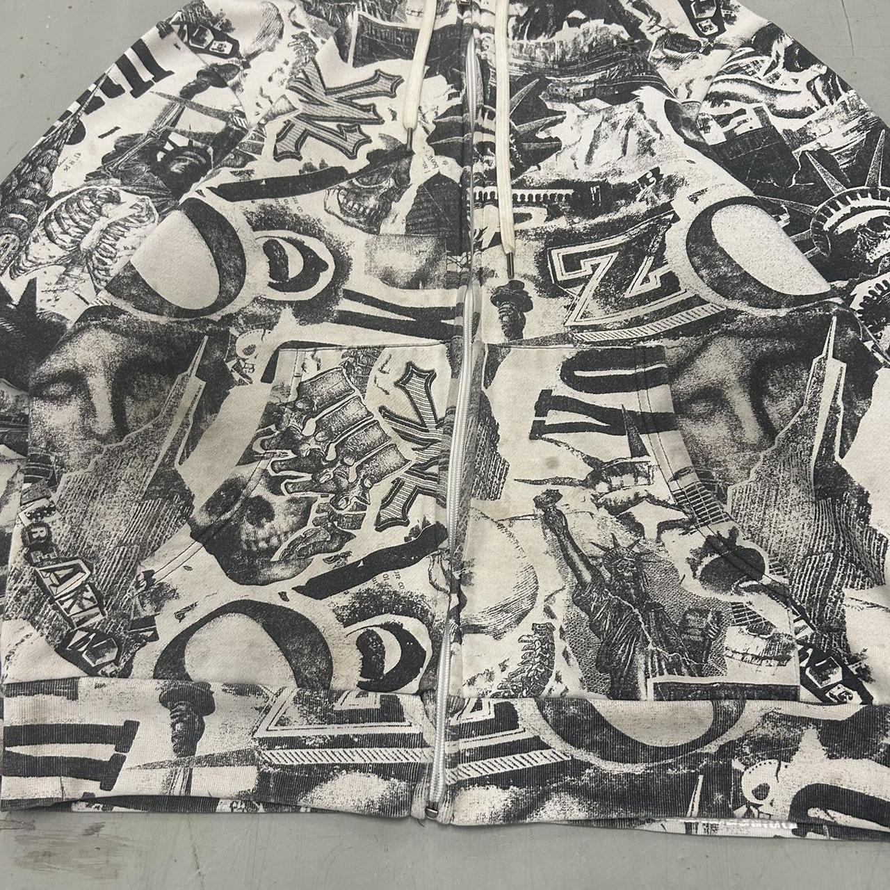 All over print Y2K grunge goth skater zoo York zip | Depop