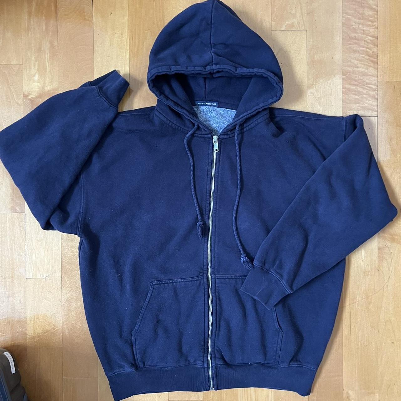 Brandy Melville Navy Blue Christy Oversized Hoodie... Depop