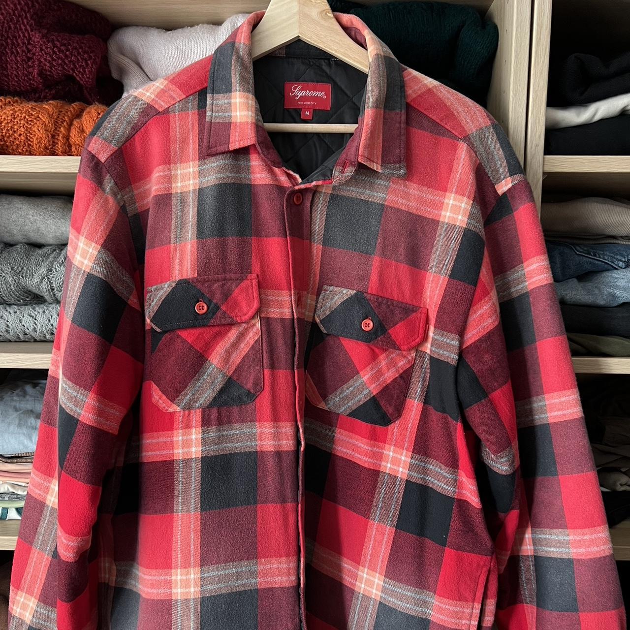Supreme Quilted Flannel Shirt Overshirt size M used... - Depop