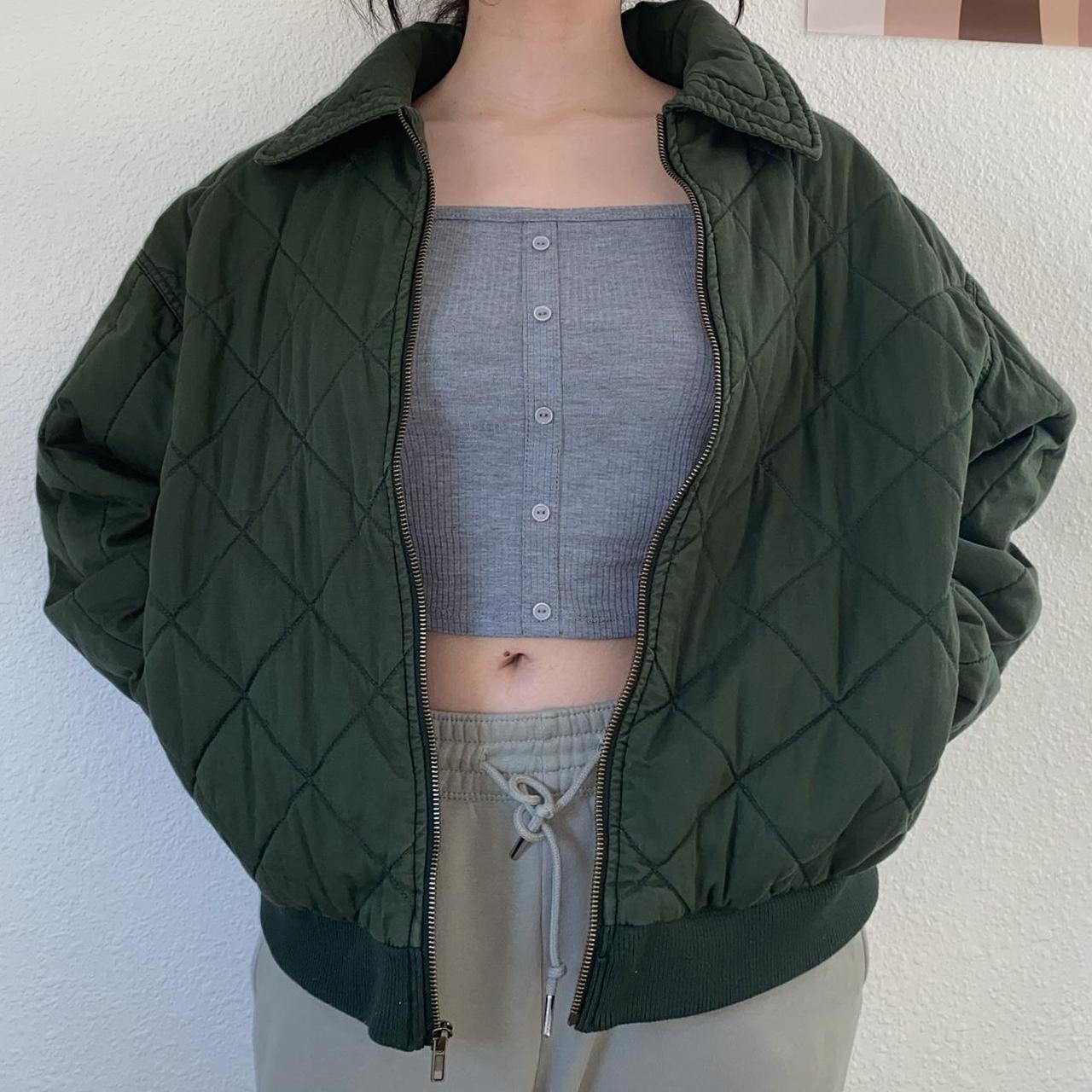 green quilted puffer jacket size xs but i tagged it - Depop