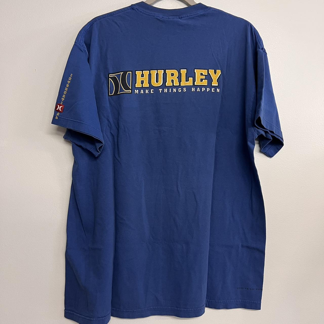 Hurley Men's Blue and Yellow T-shirt | Depop