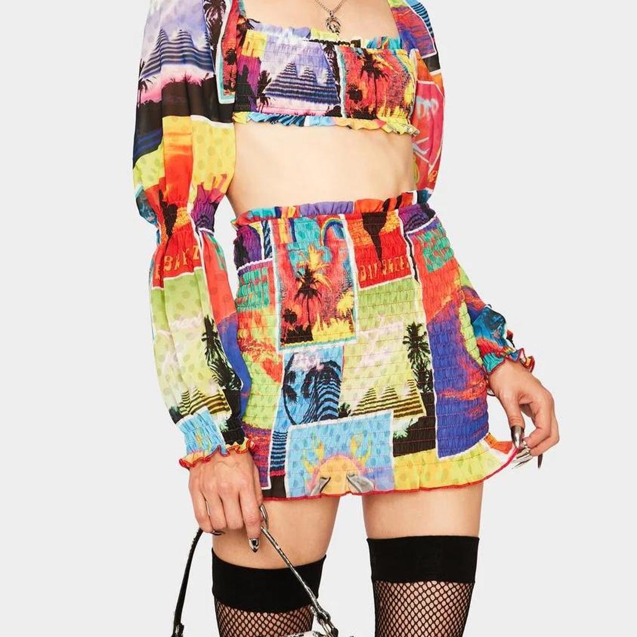 Jaded London Mini Skirt with Retro Magazine Style... - Depop