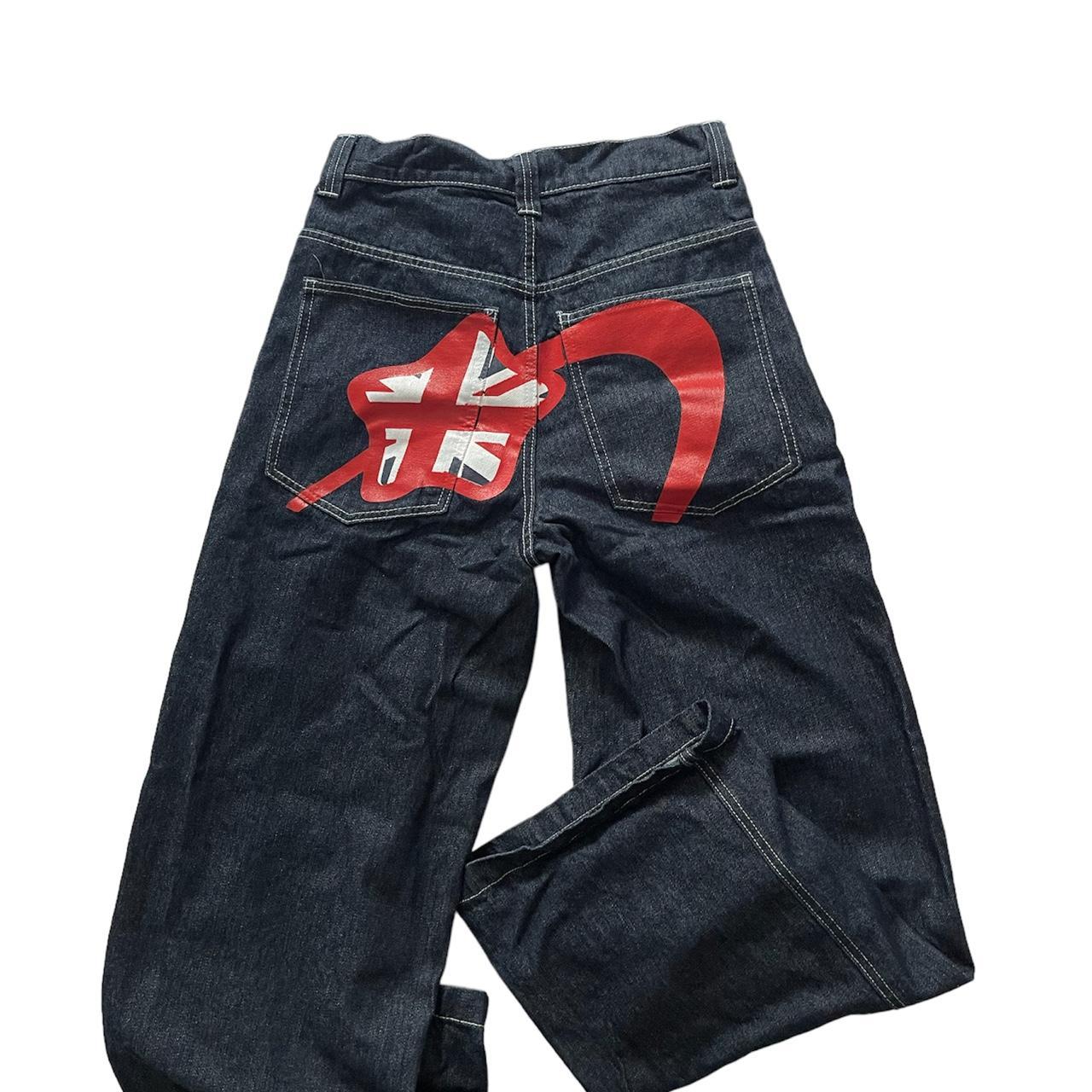 Jaded London Men's Navy and Red Jeans | Depop