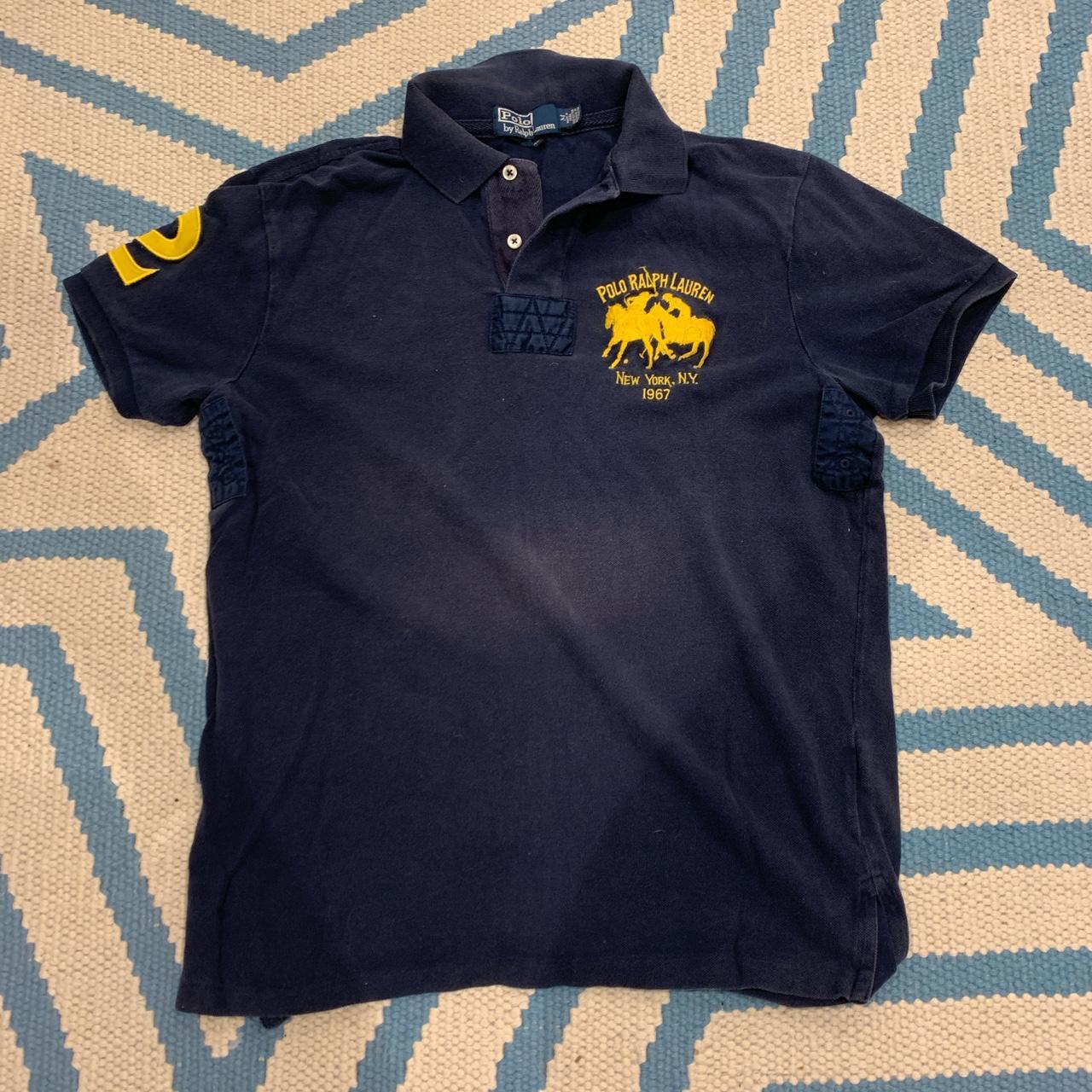 Polo Ralph Lauren Men's Navy and Yellow Polo-shirts | Depop