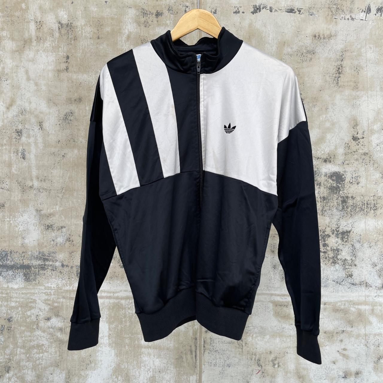 Vintage 80s Adidas track jacket, Black / white, Fits...