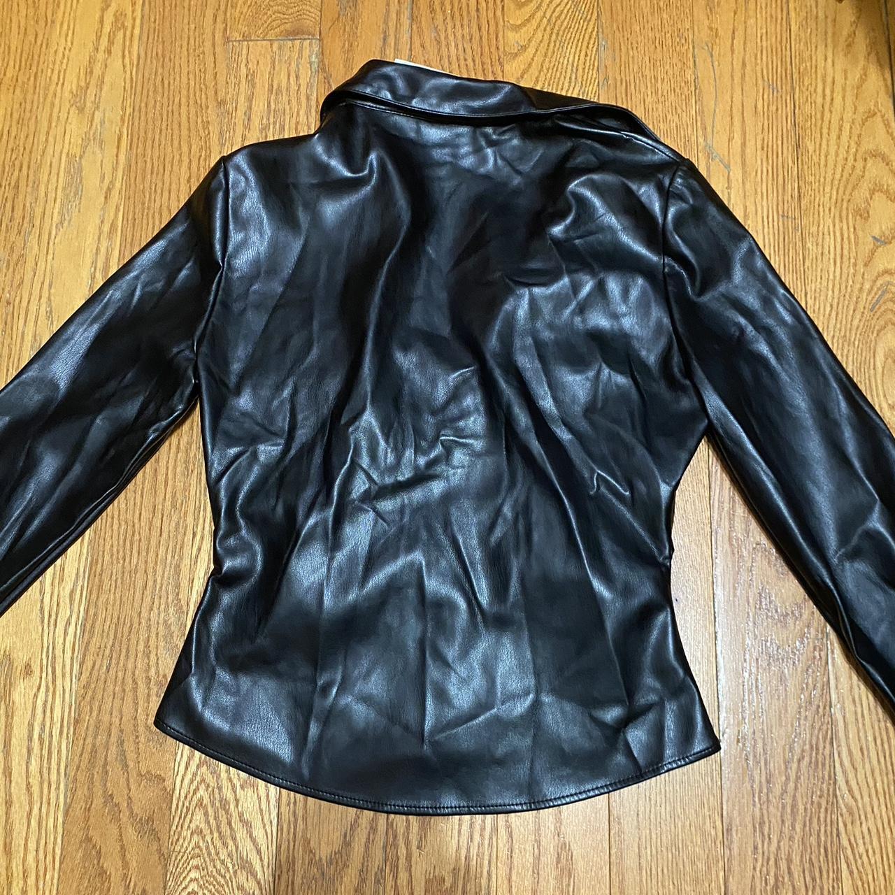 Super cute faux leather black top. Perfect for a... - Depop