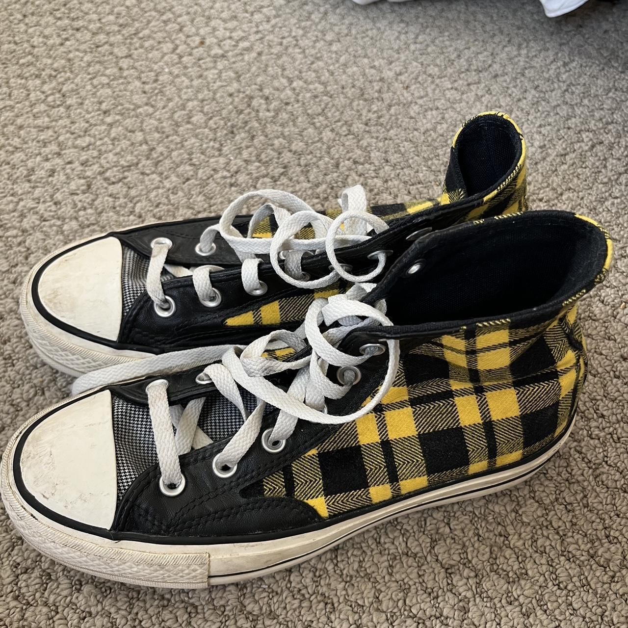 Yellow cheap plaid converse