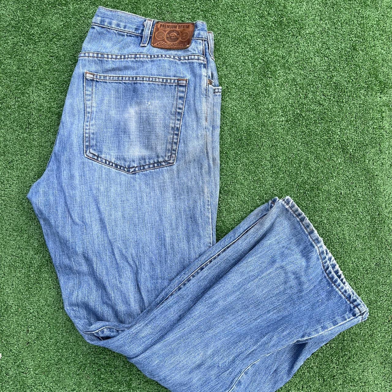 Eddie Bauer light washed western bootcut straight... - Depop