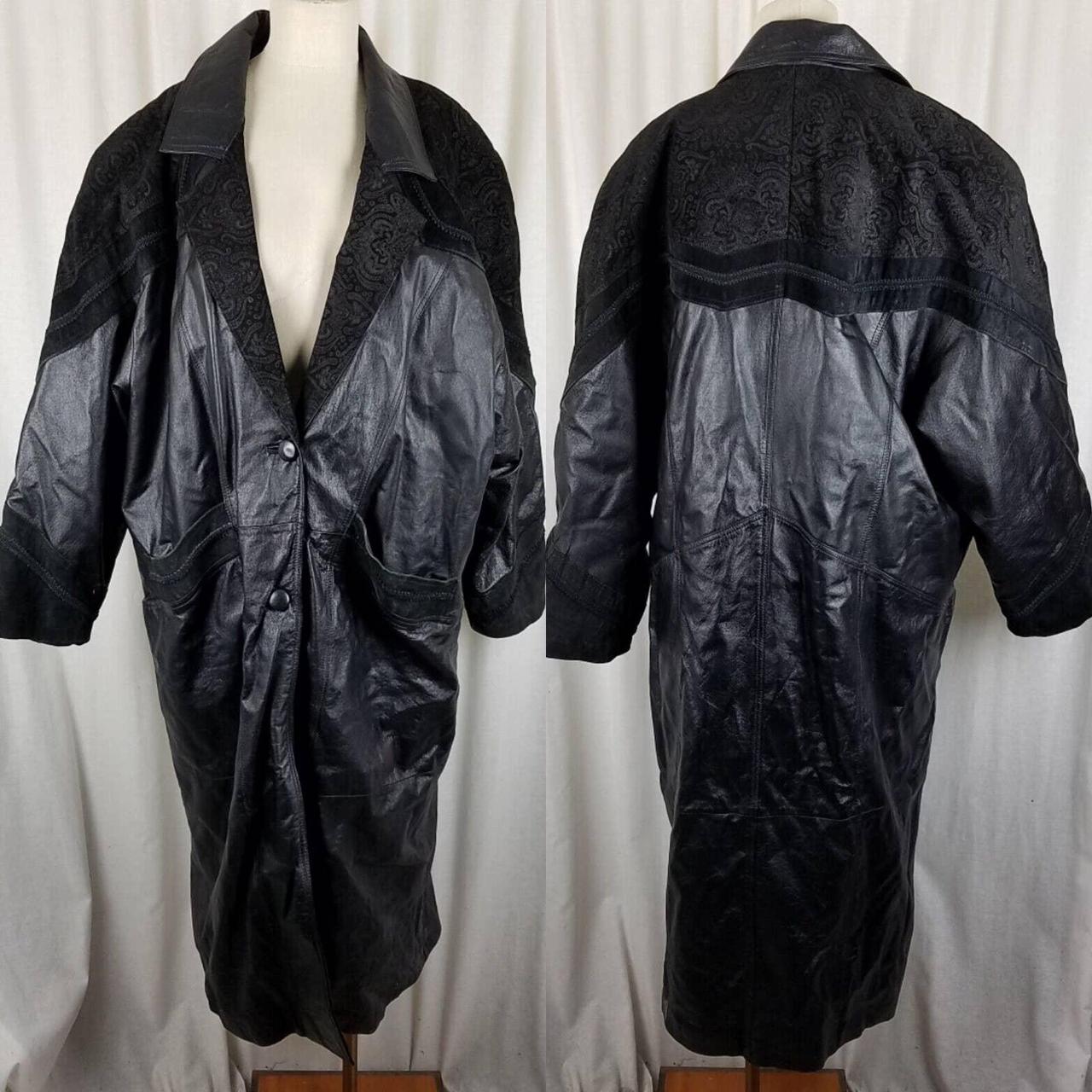 Fitz-Wright Long Black Leather Trench... - Depop