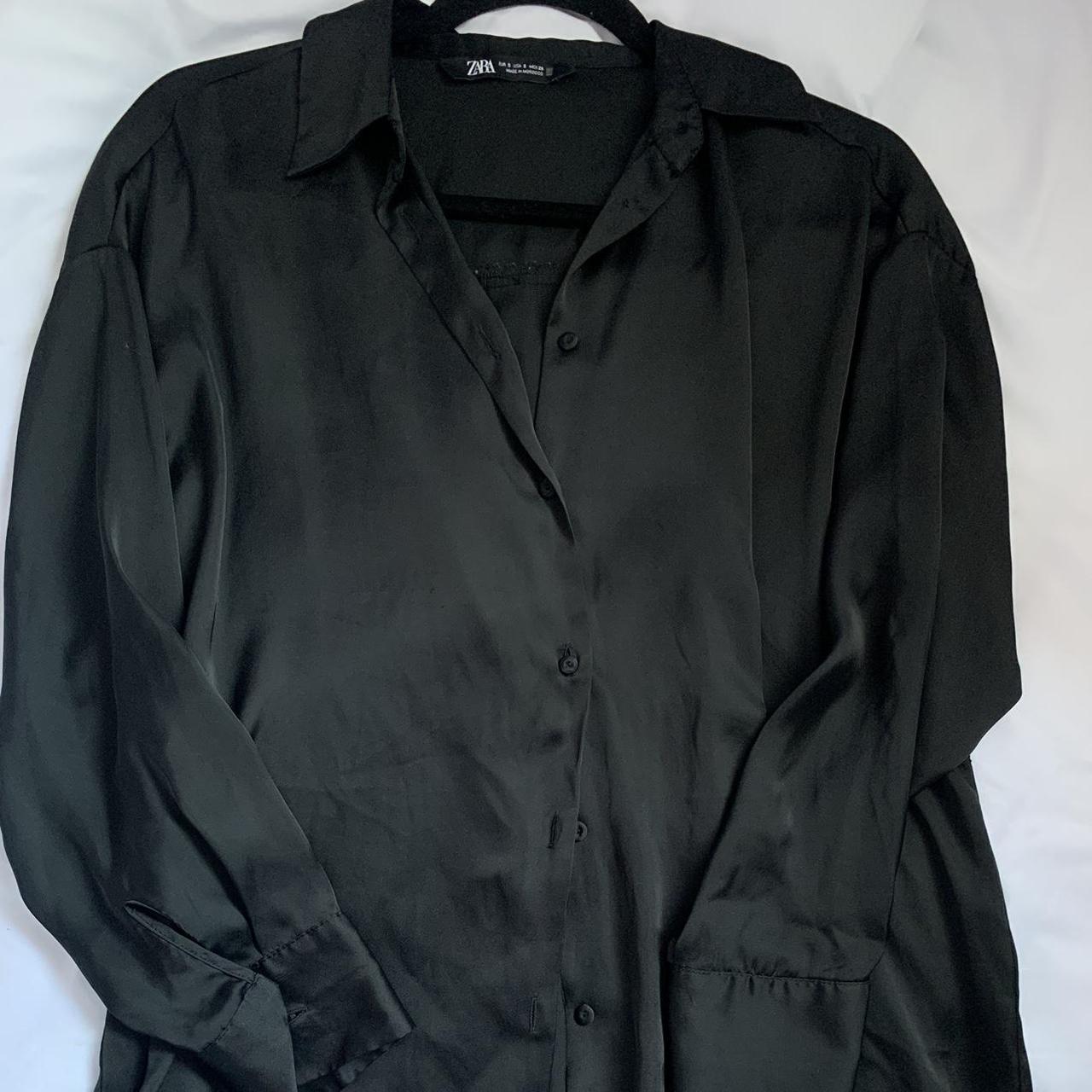 Black silk/satin button down shirt Oversized fit.... - Depop