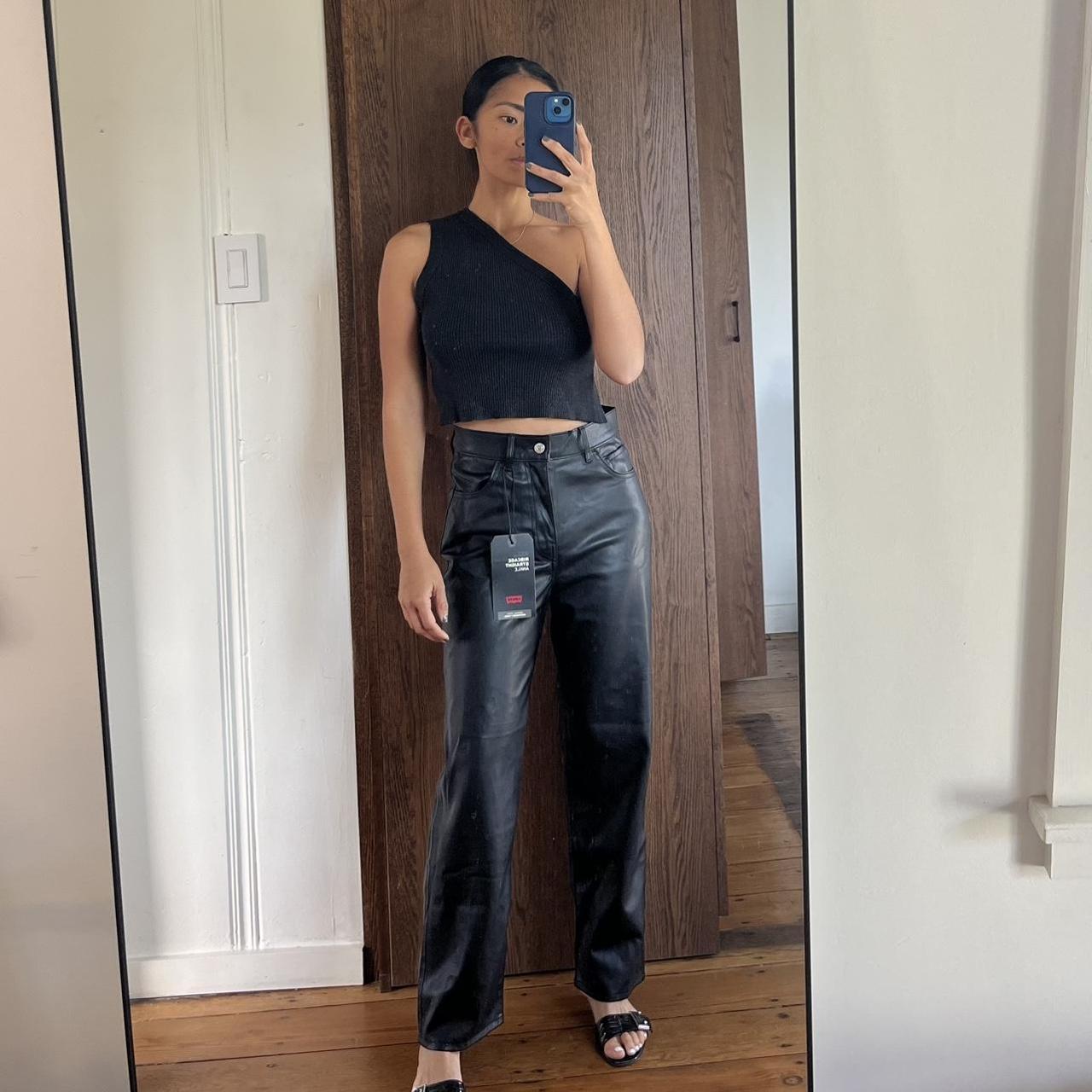 Levi's Leather Ribcage Black Vegan Leather Straight Leg Pants