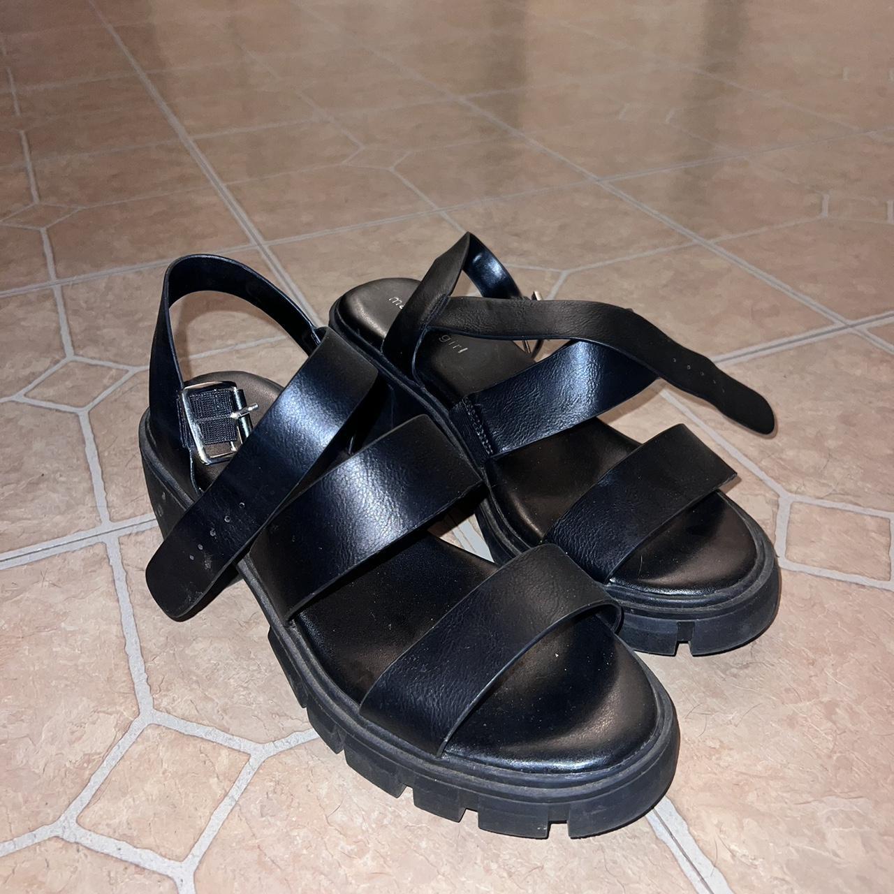 Madden Girl black strap block heel sandals size... Depop
