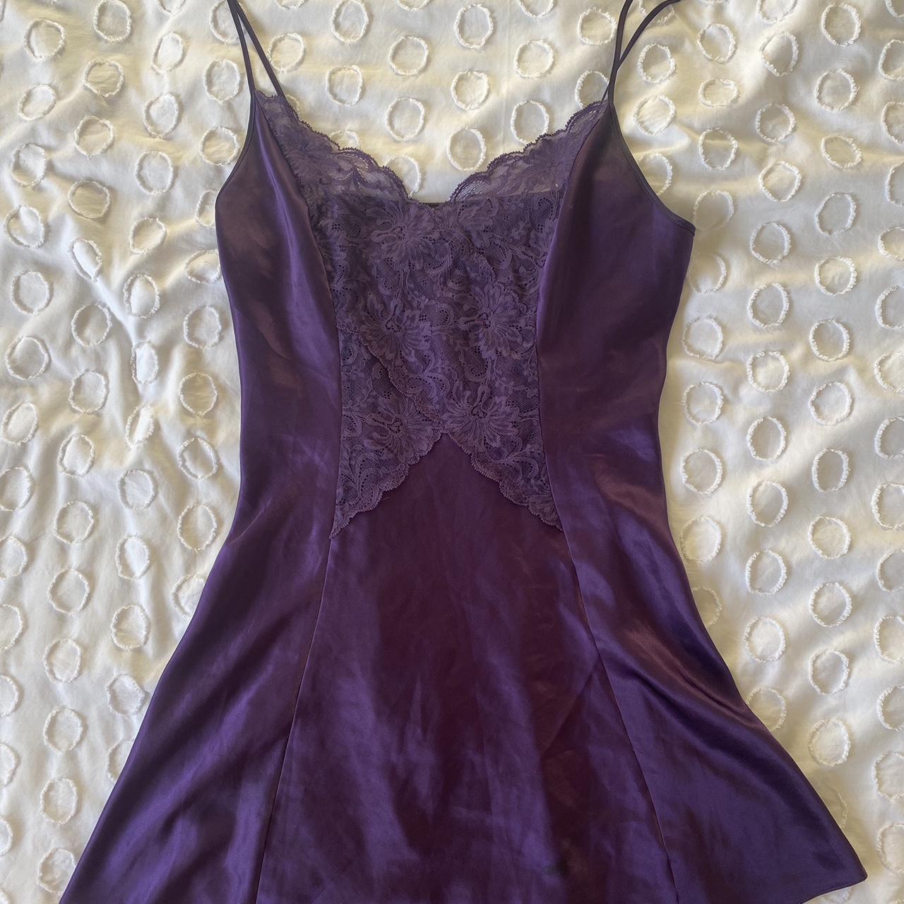 PURPLE REAL LACE SILK SLIP DRESS i love this drees... - Depop