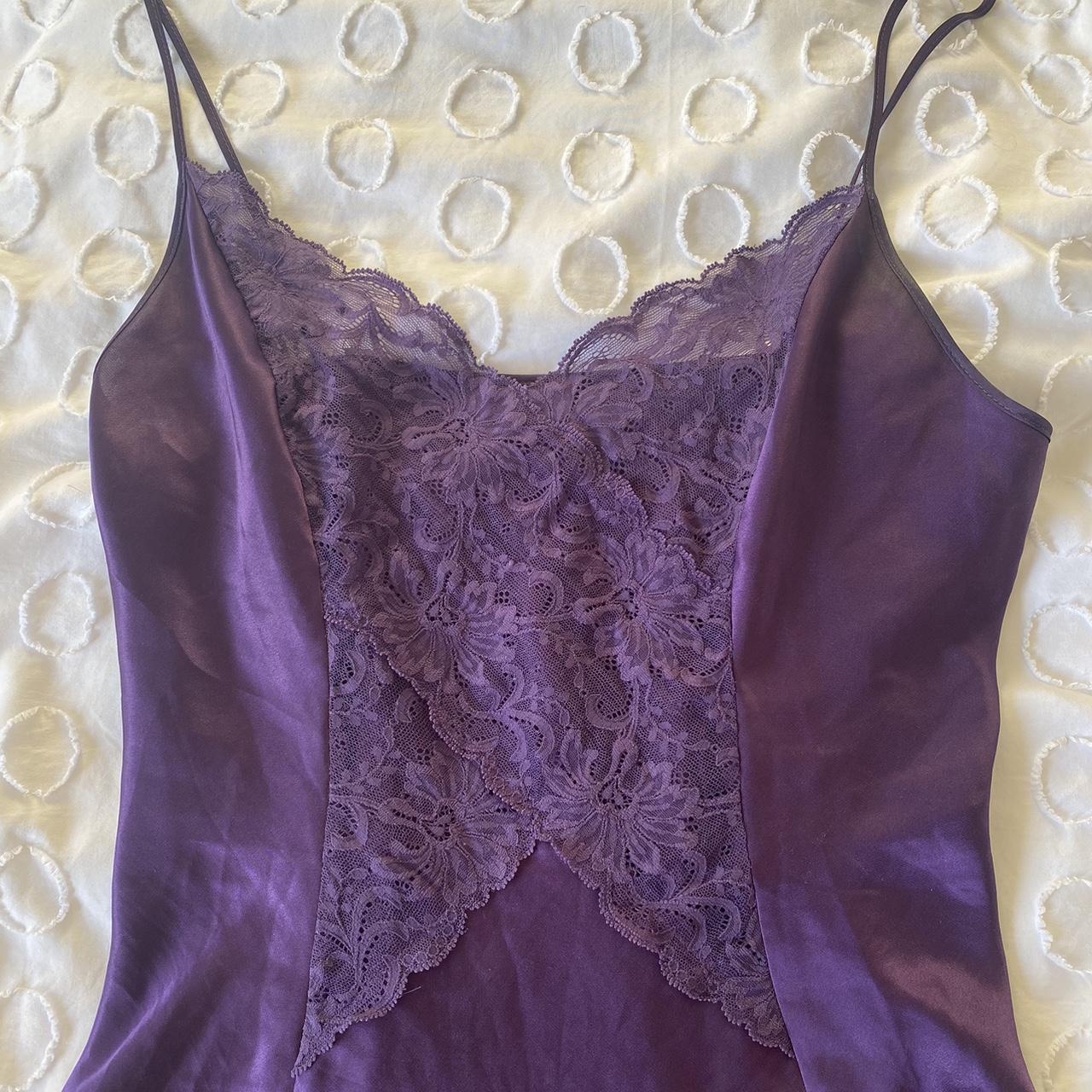 PURPLE REAL LACE SILK SLIP DRESS i love this drees... - Depop