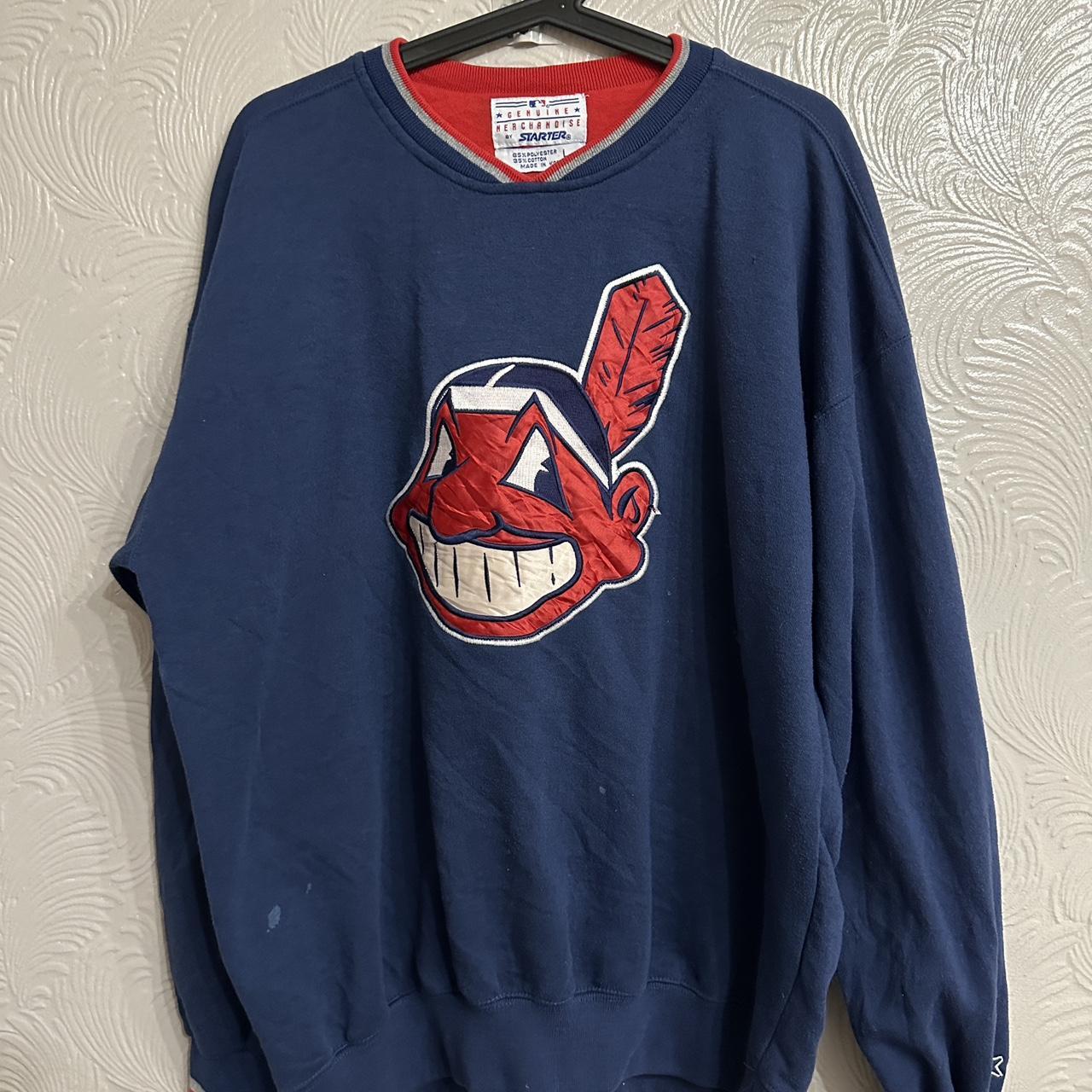 Men's Stitches Navy Cleveland Indians Pullover Crew Sweatshirt