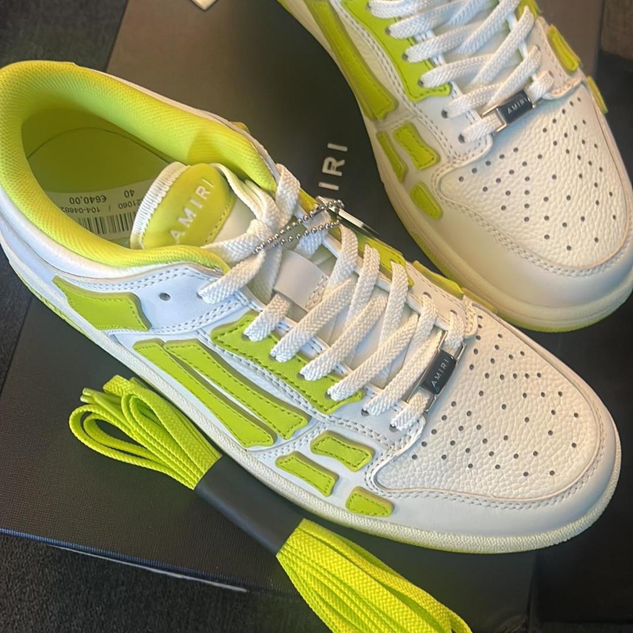Amiri Skel-Top neon yellow and white Size 40 Amiri | Depop