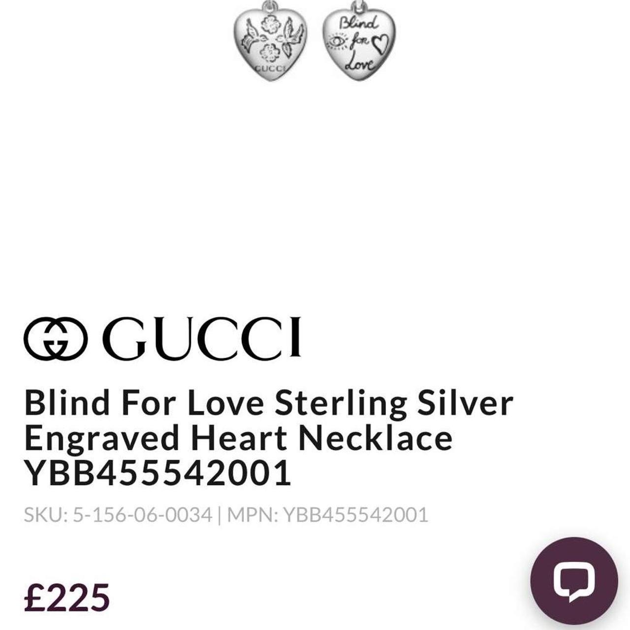 Gucci Blind for love sterling silver engraved heart... Depop