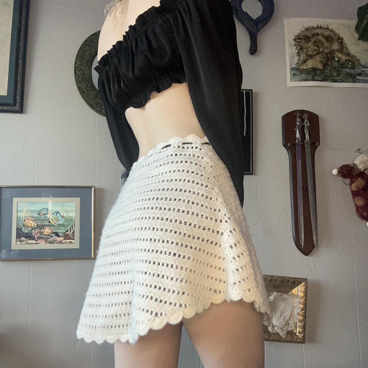 Vintage Women's Skirt - White/Cream - S – Cream/W… - image 2