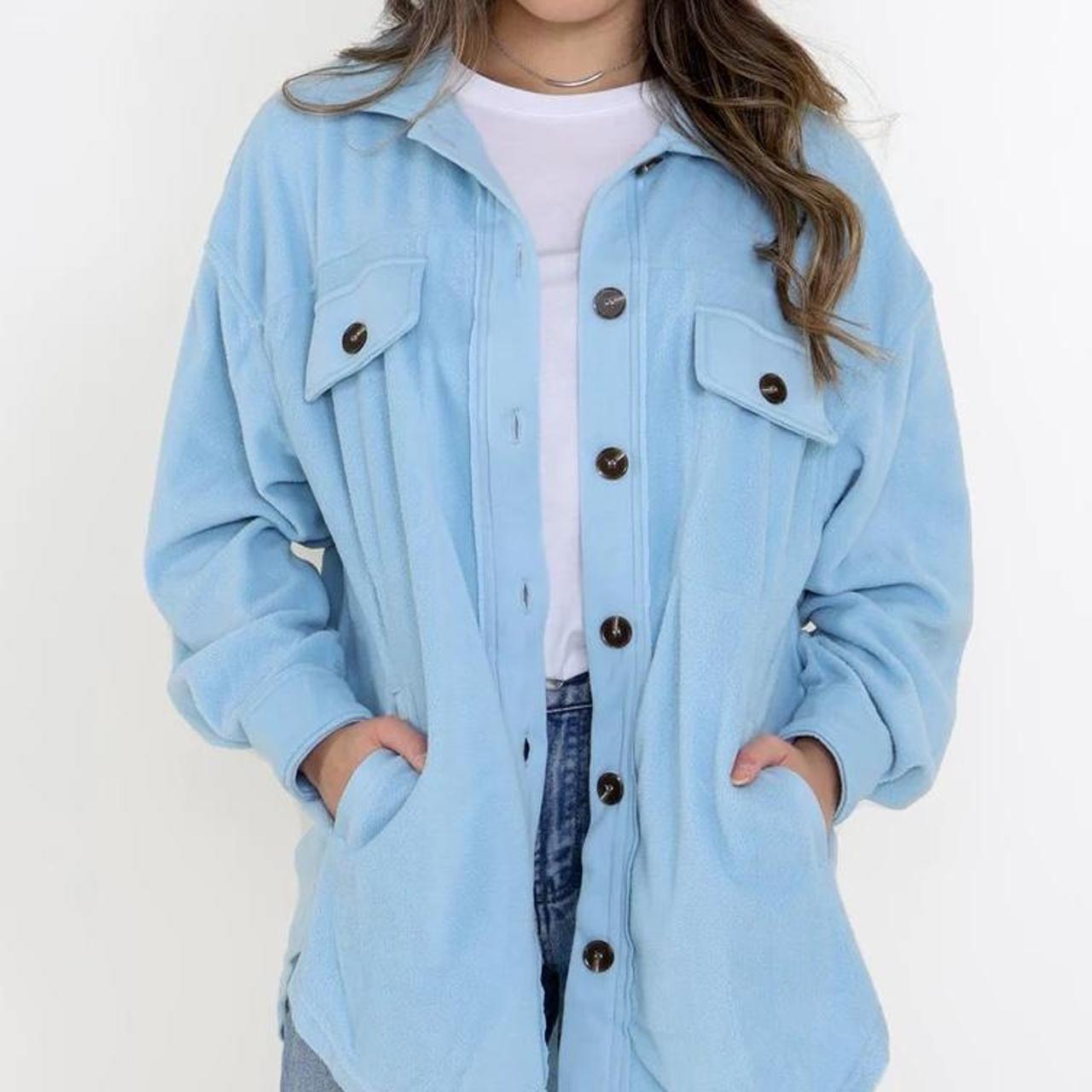 womens blue shacket