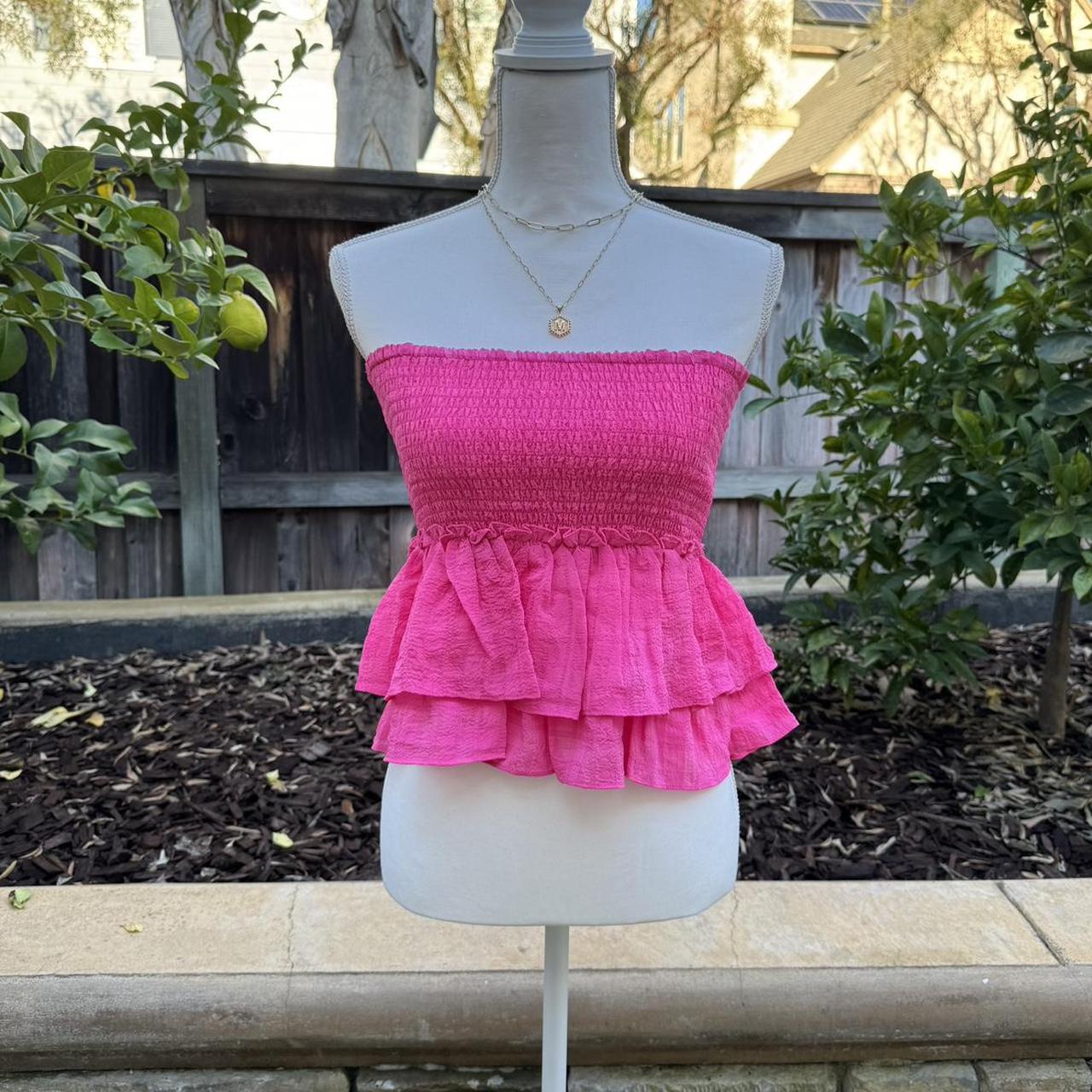 Strapless Smocked Babydoll Top • Pink