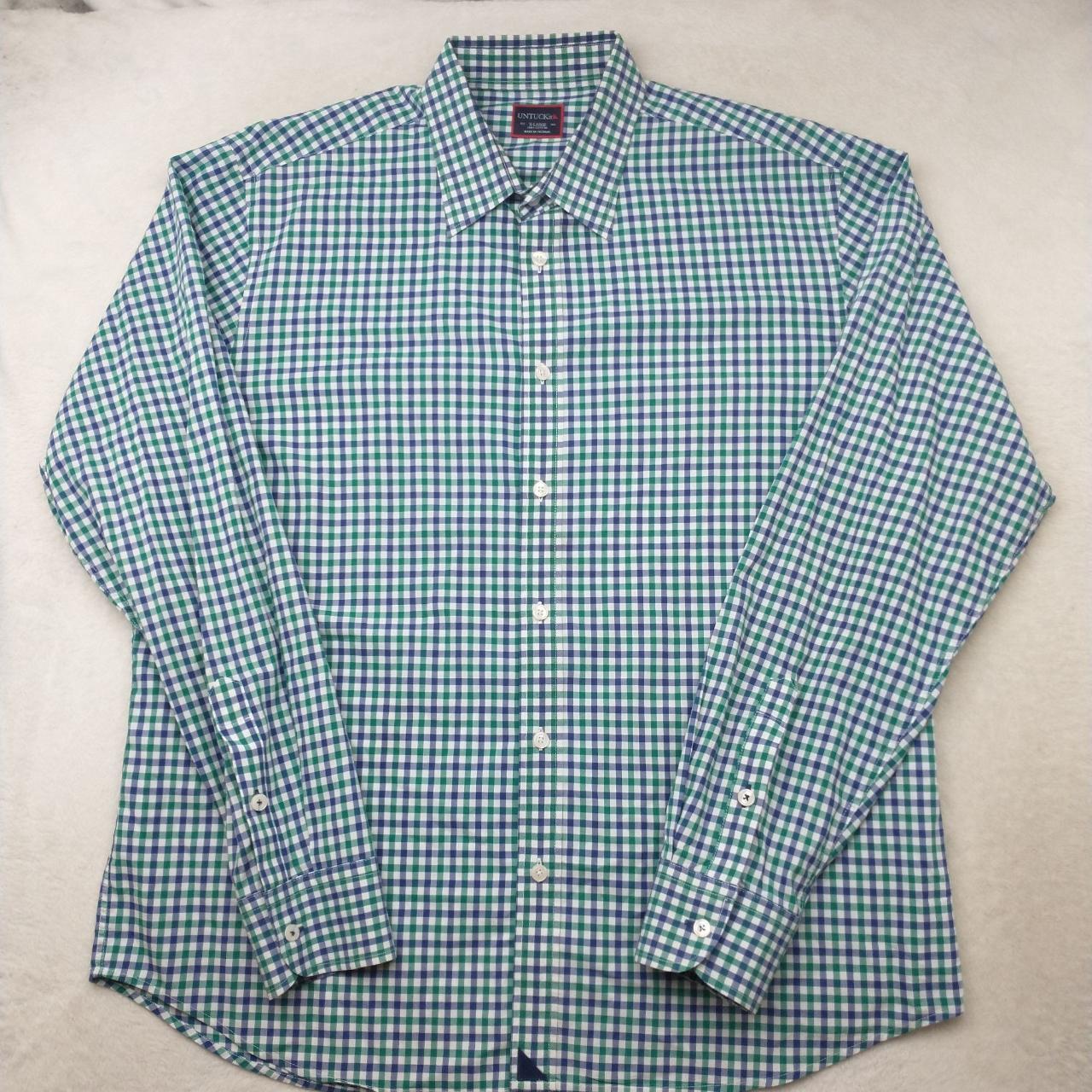 UNTUCKit Men's Blue and Green Shirt | Depop