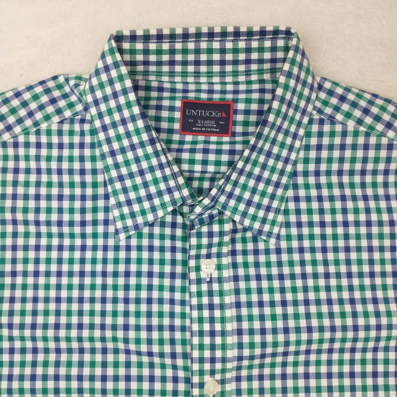 UNTUCKit Men's Blue and Green Shirt | Depop