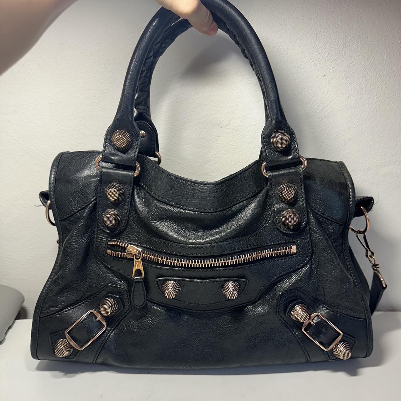 Balenciaga City Bag Black Leather Rose Gold