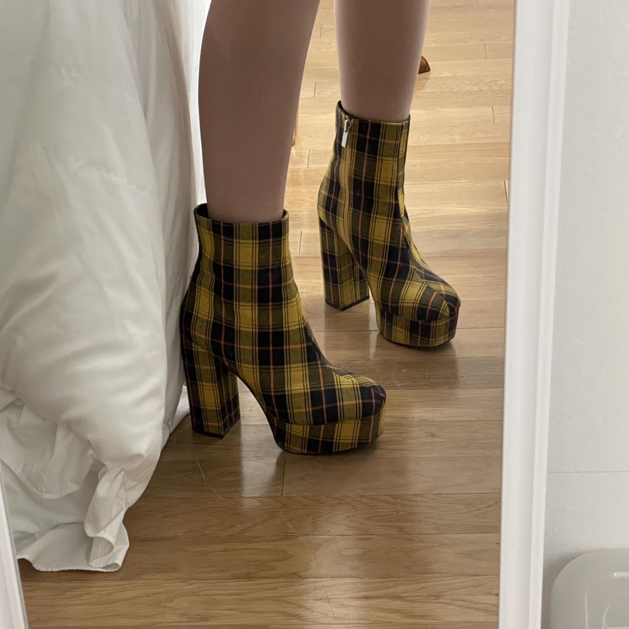 Yellow plaid best sale platform boots