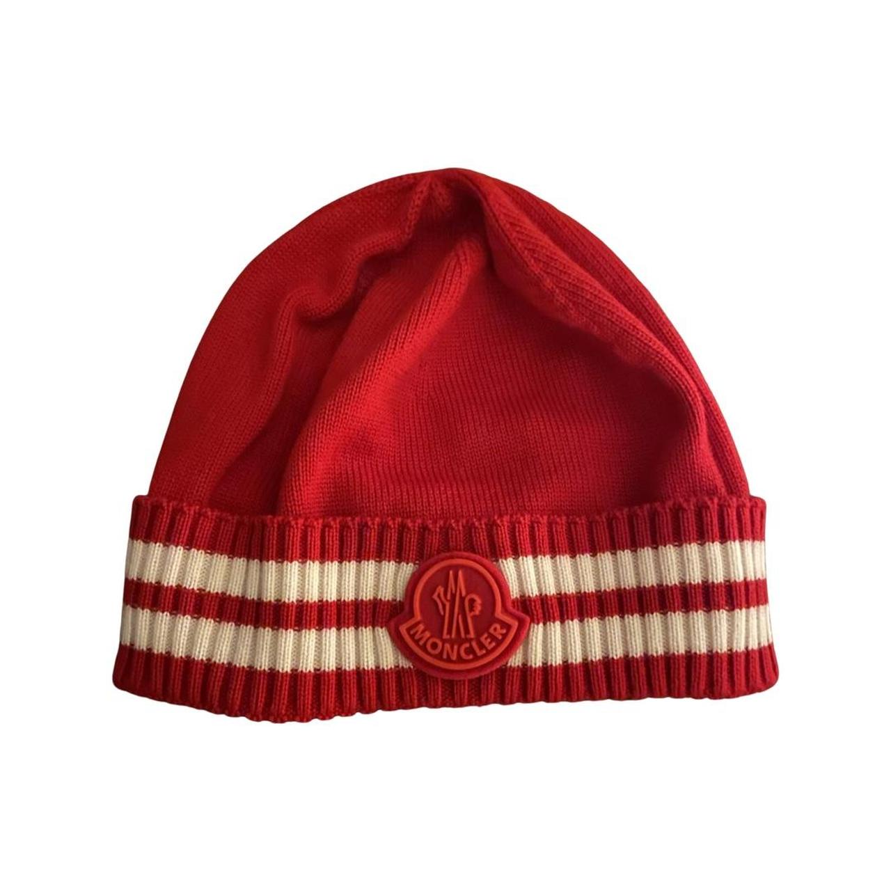 Moncler Red Wool Beanie PRODUCT DETAILs Size... - Depop