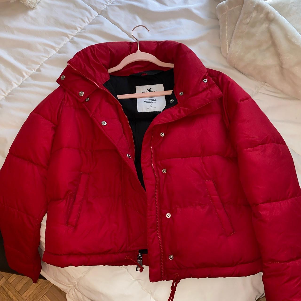 Hollister All Weather Hooded Jacket Fleece Lined In Hco Red